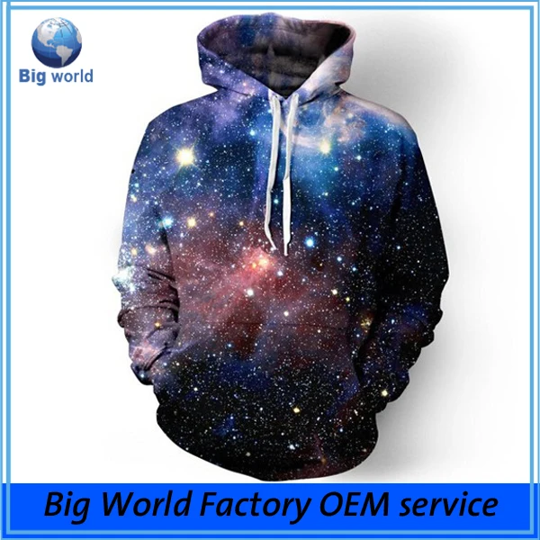 2016 new design full sublimation 3D printing galaxy hoodies