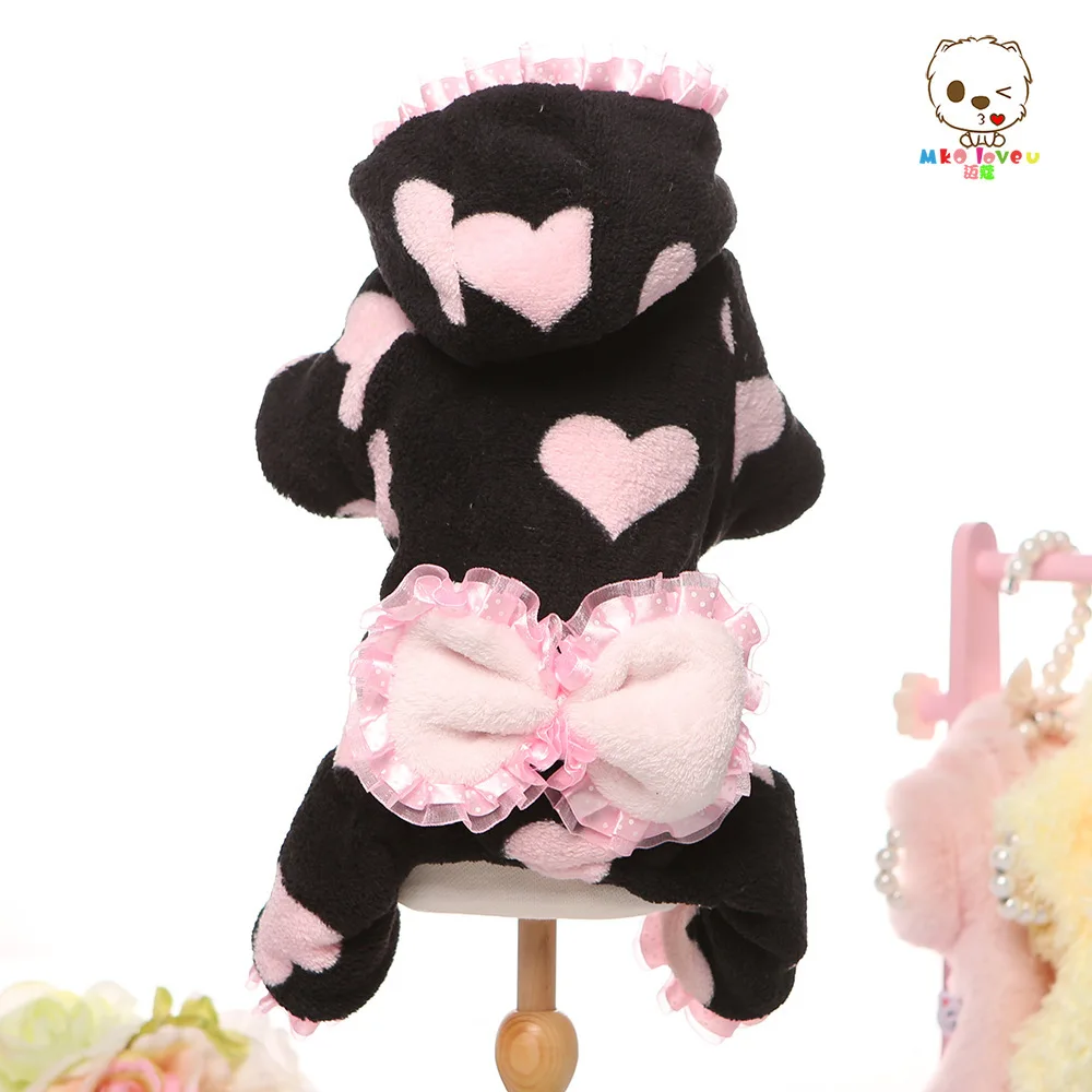 Hot !!! Free Shipping 2015 Newest Autumn/Winter Dog Jumpsuits Lovely Dog Clothes 5 Size And 2 Color Thicken Pet Coat.MK15B15