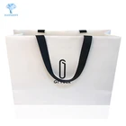 Customized logo high end retail kraft paper white garment paper bag