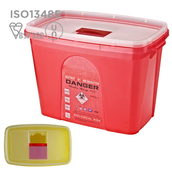 15L Biohazard Medical Sharps Container with PP Material