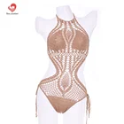 High Quality Sexy Mature Crochet Women One Piece Swimsuit Handmade Swimwear