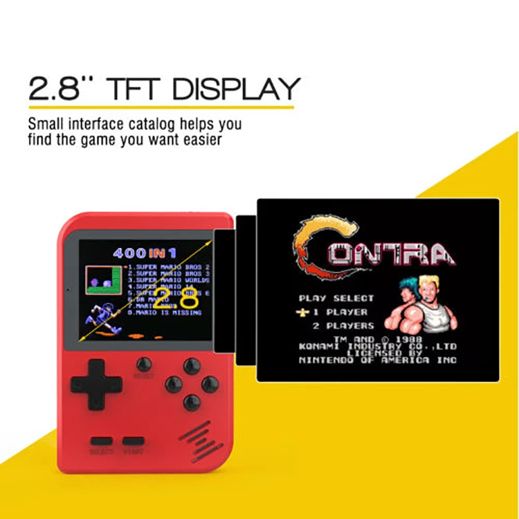 Mothca 400 Classic Retro Games 2.8 Inch 8 Bit Handheld Game Machine Portable Mini Video Game Console