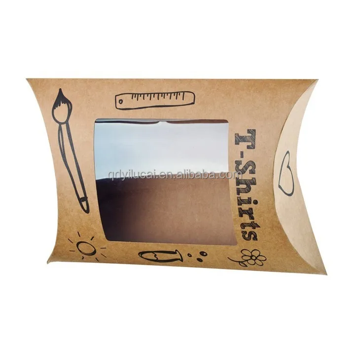 custom gift packing brown kraft paper folded pillow box with