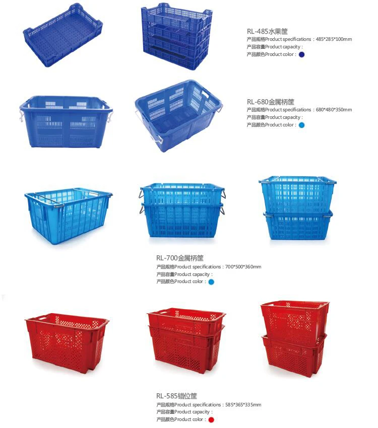 45L Whole Store Professional Supermarket Basket Turnover Trolley Wheel Shopping Baskets with Handle Wheels for Sale