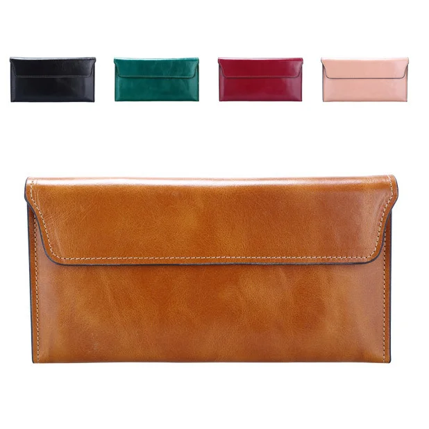 2015 New Fashion Ladies Wallets and Purses Oil Wax Genuine Top Leather Women Wallet Long Designer Female Purse Free Shipping