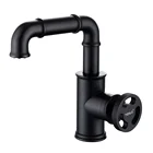 2019 New Arrival Hotel Bathroom Industrial Design Black Finished Deck Mount Basin Sink Faucet Tap