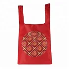 Reusable custom 190T nylon handle shopping polyester folding bag with pouch