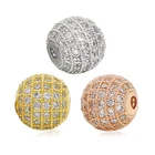 Much colors and size round shape large hole spacer fashion high quality charm wholesale beads brass beads micro pave bead