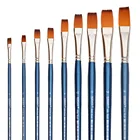 6pcs Flat Tip Paint Brush Set Kolinsky Sable Hair Artist Quality Art Painting Brush