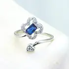 2019 factory wholesale customized luxury women's wear engagement anniversary sapphire 925 pure silver adjustable ring