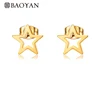 Baoyan Elegant rose gold and silver plated hollow star stud earring oem stainless steel jewelry