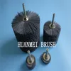 Abrasive wire grit rotary publishing brush with hand shank