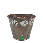 Cream Pot Retro Vintage Cream Enamel Plant Herb Flower Pot Decorative Garden Metal Flower Pot