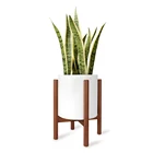 Pot 10 Mid Century Wood Flower Pot Holder Display Plant Stand Potted Rack Rustic Decor 10 Inch