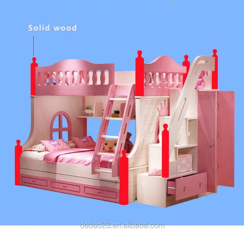 Hot sale Wooden Bunk Beds for Kids with drawer and Ladder