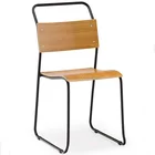 Industrial cafe chair, durable metal legs plywood seat and backrest dining chair