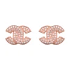 2017 New arrival designs Cubic zirconia Brand Logo Earrings