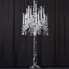 46" Tall Handcrafted 9 Arm Crystal Glass Tabletop Candelabra Hurricane