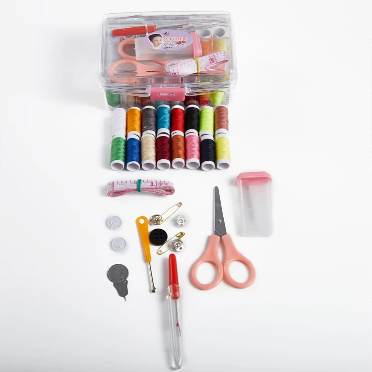 Esencial herramientas de costura kit de costura caja para coser con hilo aguja cinta tijera dedal conjunto