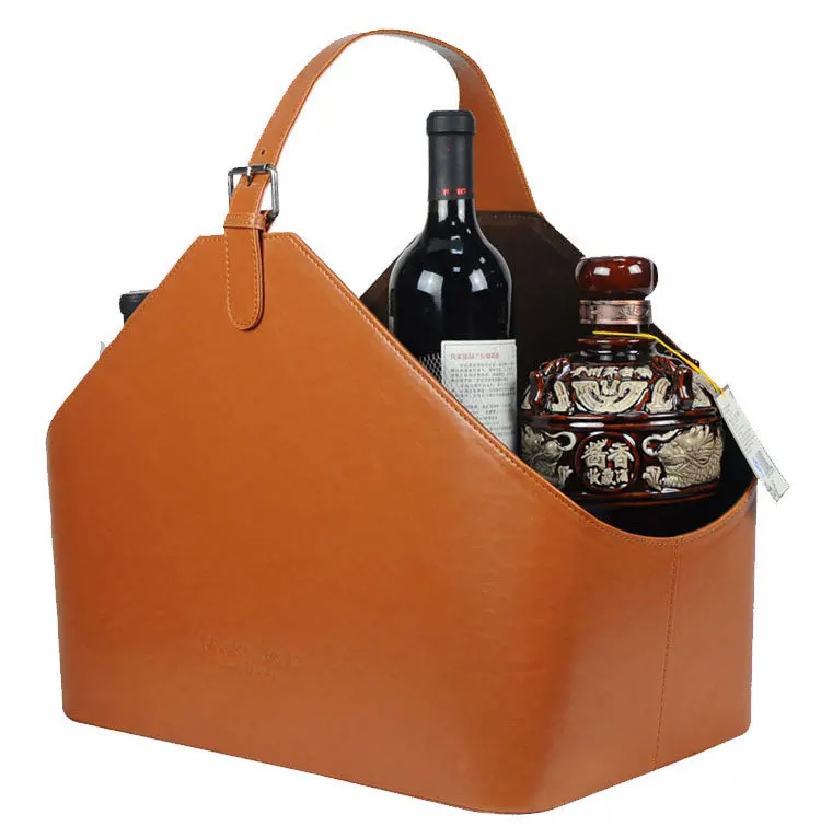 Fine leather magazine basket storage basket leather gift basket fruit hand basket Christmas PU storage basket