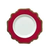 Hot Sale Sunflower style gold rimmed decoration burgundy or wine red charger plate , dinner plate for wedding