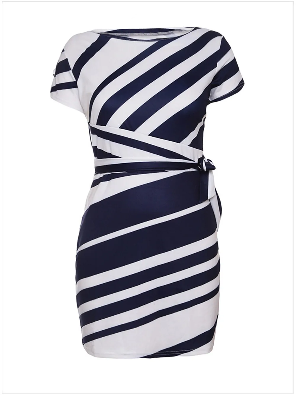 Office Slim dress women 2018 Spring Pencil Black&White Stripe Knot Sheath Party Dress Vestidos Robes Casual Working Dresses (6)