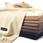 High Quality Solid Color Women Blanket Scarves Cashmere Feel Tassel Scarf Shawls Winter