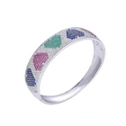 52012 Xuping fashion women jewelry simple design zircon pave set heart design bangle