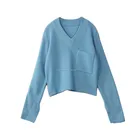 Lady loose casual pullover sweater split sleeve plus size women clothing