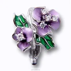 Women and Girls Small 925 Sterling Silver Charming Purple Enamel Flower Painting 18K Gold Plated Jewelry Hoop Earrings