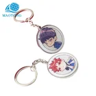 High quality zinc alloy metal cartoon round shape epoxy logo printing keychain promotional