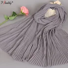 Wholesale Maxi Size Pleated Georgette Hijab Popular Pashmina Shawl Plain Chiffon Scarf