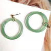 simple design round circle resin mint green dangle hoop earrings fashion acetate marble tortoise shell stud earrings for women