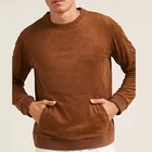 Wholesale Plain Suede Crewneck Hoodie Custom Sweatshirt