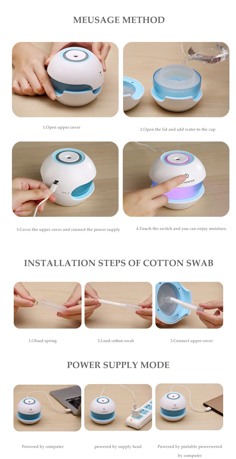 150ml electric moisture humidifier ultrasonic cool mist humidifer home air purifier with colorful led light