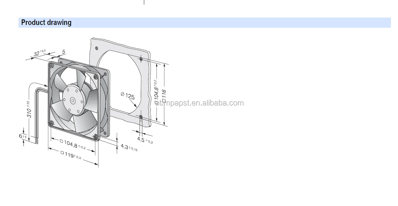 Ebmpapst Axial Compact Fan, 4314, EBM-PAPST, Type:4314, 24V - detail 8