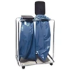 High quality industrial silver dustbin trolley holder waste bag holder with yellow black cover