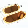 Fashion Europe style gold oval plate stainless steel storage tea fruit cosmetics jewelry small tray snack receive metal plate