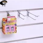 Supermarket double wire slotted hanging display hook with price tag for slatwall