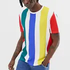 bright color relaxed t-shirt with thick vertical rainbow stripe