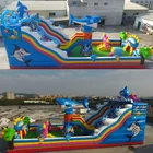 Customized 15L*7W m giant inflatable fun city,inflatable bounce amusement park with slide for kids