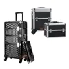 2 in1 set Professional Cosmetic Beauty Rolling Train Case Aluminum Makeup Trolley Case with 4 wheels KC-TR002