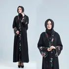 Muslim women's cardigan robe 2019 latest design islamic embroidered long dress abaya clothing