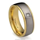 Men's Titanium Ring Rings Ring Men 8MM Men's Titanium Ring Wedding Band 18K Gold Plated With Diamond