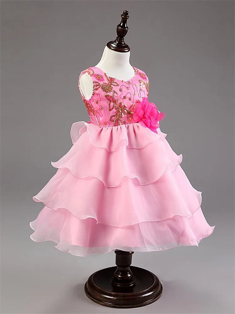 2015 free shipping sequins flower girls dresses for party wedding baby girl baptism dress tulle layered 1 year birthday dress