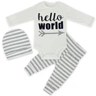 Wholesale Baby Girls Clothing fall/winter Sets Baby Girls Clothes Suits Long Sleeve Character Romper +Stripe Pants 2PCS set