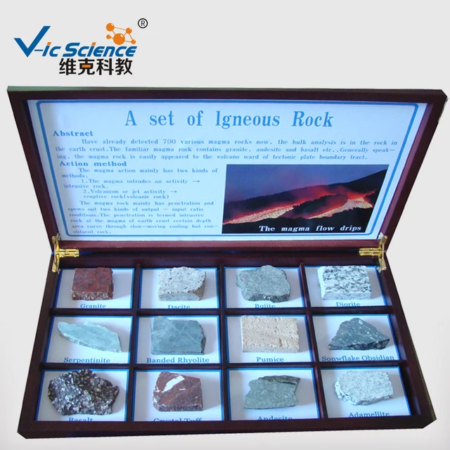 12 kinds igneous rock specimens for education or research of