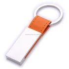 promotional key chain metal / leather logo key chain