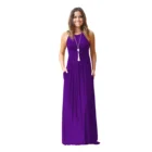 Fashion Summer Women Clothing Short Sleeves Round Collar Casual Long Maxi Dress