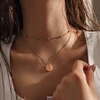 Fashion Accessories layered necklace Initial Pendant Choker Coin Double layer necklace